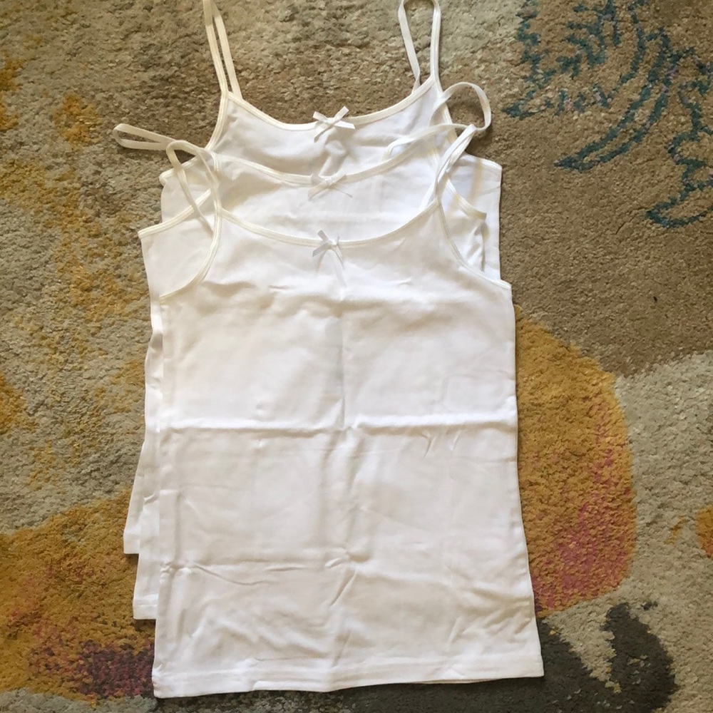 White Spaghetti Strap Tank Tops with Bow on Front (37)